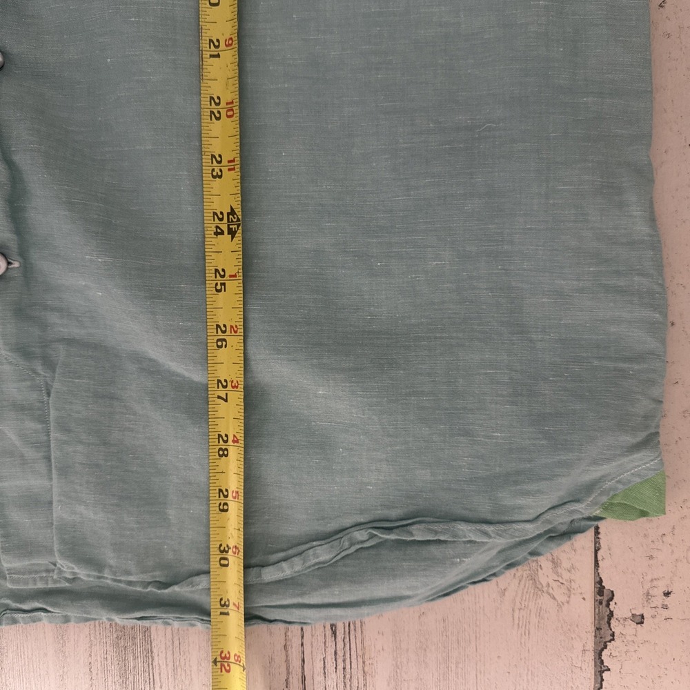 Tommy Bahama Mens XL‎ Teal Linen Blend Button Up Light Weight Long Sleeve - Picture 7 of 9